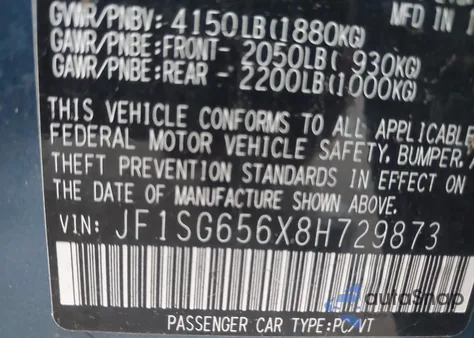 2008 Subaru Forester 2.5X Premium from USA, damaged, VIN JF1SG656X8H729873